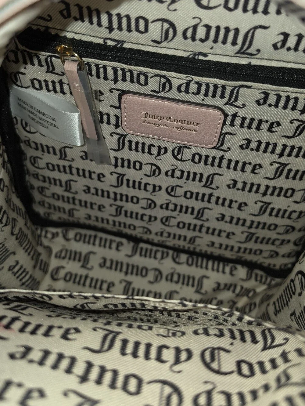 Juicy Couture Pink Velour Mini Backpack Gothic Logo Heart Charm Y2K